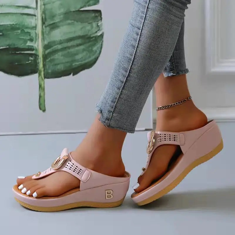 Women New Summer Sandals Open Toe Beach Shoes Flip Flops Wedges Comfortable Slippers Cute Sandals Plu Size Chaussure Femme