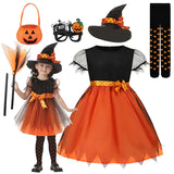 2025 Children's Pumpkin Costume Role Playing Girls Dress Carnival Party Halloween Cosplay Performance Kid Outfit