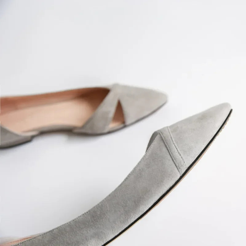 Women Flats Pink Black Pure Color Plus Small Size 33 34 Large 41 42 43 44 Suede Leather Pointed Toe Office Lady Flat Heel Shoes