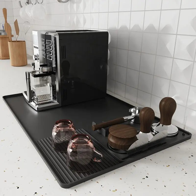 Home Coffee Machine Table Mat Anti-slip Silicone Coffee Mat Tamper Holder Station Cup Drainer Barista Coffee Accessories