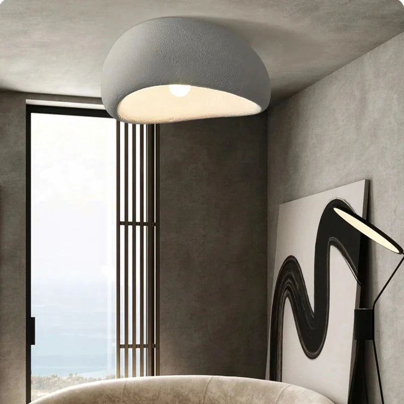 Nordic Wabi Sabi LED Ceiling Lamps Minimalist Cream Style Living Room Bedroom Ceiling Light 45/52/60/70cm Home Decor Chandeliers