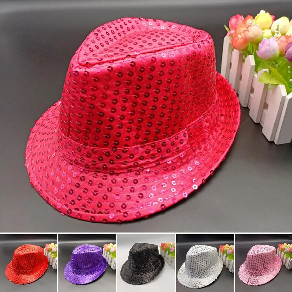 Stylish Unisex Hemming Sun Carnival Hat Unisex Stage Performance Sequins Hat