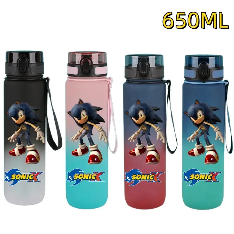 650ML Sonic Hedgehog Sport Water Bottle Large Capacity Cartoon Portable Plastic Water Bottle Drinking Cup Student Birthday Gifts