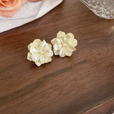 White Camellia Acrylic Flower Earrings for Women, Fashion Temperament, Fairycore Earring, Wedding Party Jewelry, Wholesale