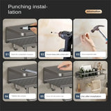 YMOLGA 1/2pcs Aluminum Wall-Mounted Spice Rack Multifunctional Item Shelf Kitchen Tools Hooks Kitchen Condiment Storage Rack