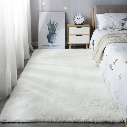 Shaggy Area Gray Rug For Living Room Super Soft Long Pile Bedroom Carpet Non-Slip Children's Home Decor Fluffy Bedside Floor Mat
