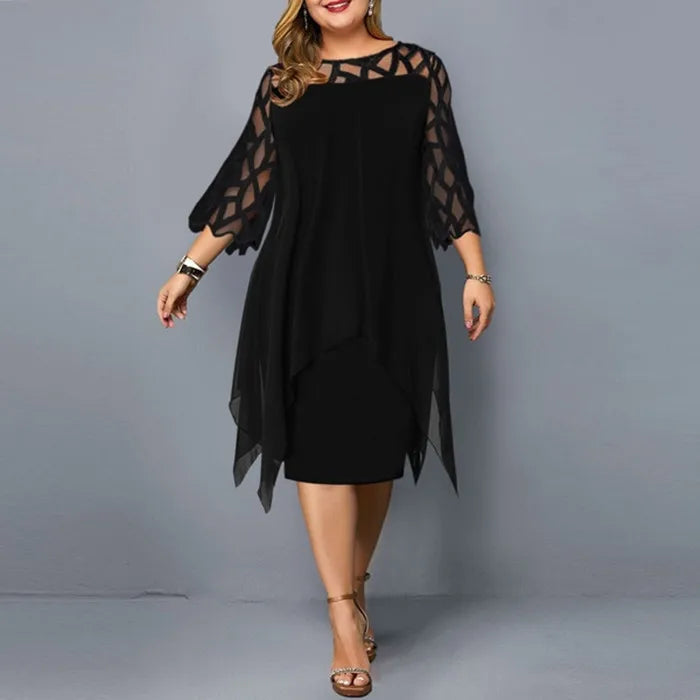 Fashion Chiffon Hollow Out Loose Casual Dress Women 2025 Summer Plus Size Women Clothing Ladies Dresses 4XL 5XL 6XL Robe Femme