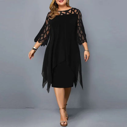 Fashion Chiffon Hollow Out Loose Casual Dress Women 2025 Summer Plus Size Women Clothing Ladies Dresses 4XL 5XL 6XL Robe Femme