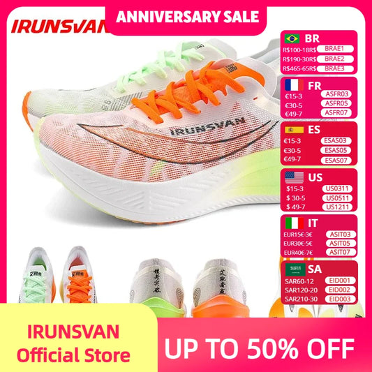 IRUNSVAN Men Running Shoes Breathable Sports Shoe Lightweight Marathon Carbon plate Sneaker Casual Comfortable Athletic Training