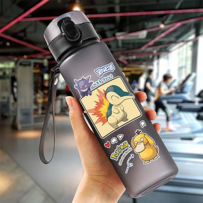 Anime Pokemon Portable Plastic Water Bottle 560ML Ash Ketchum Pikachu High Capacity Insulation Outdoor Water Cup for Kids Gift