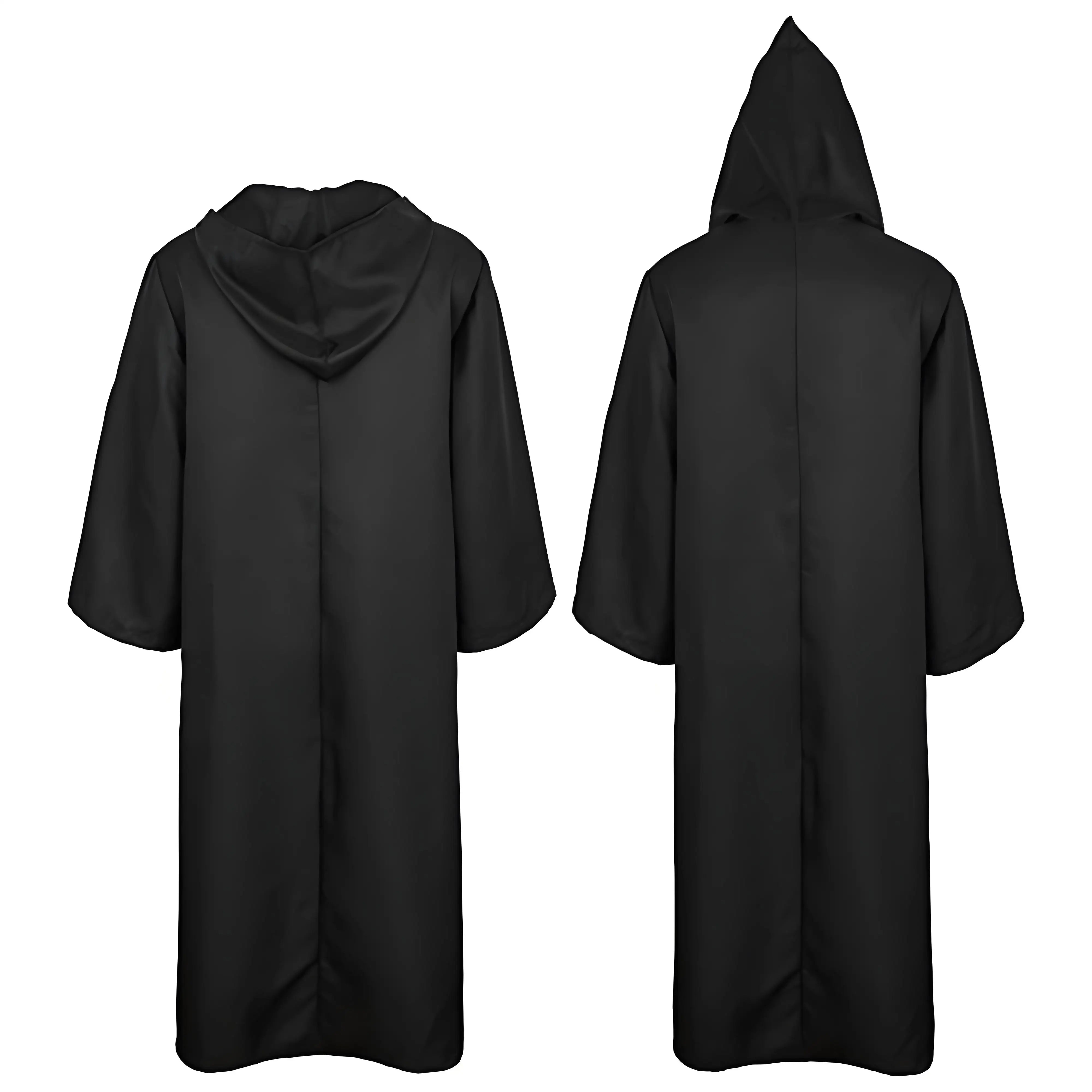 Capa Preta Unissex com Capuz – Estilo Bruxa/Mago – Ideal para Cosplay, Festas, Apresentações e Decoração