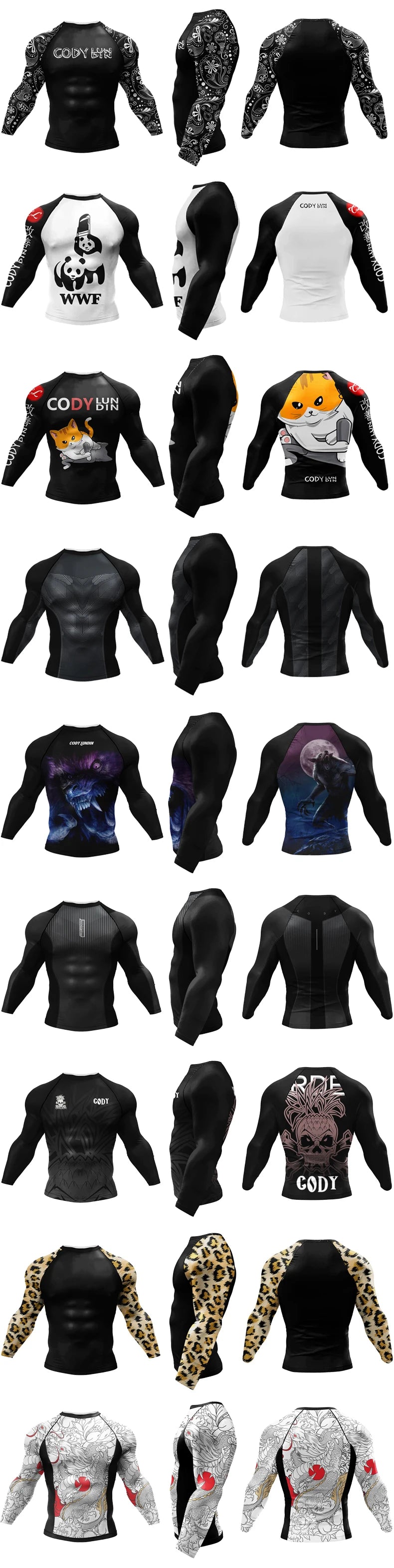 Custom Hot Sale Cody Lundin Wrestling BJJ Jiu Jitsu Rash Guard For Men 3D Sublimation Tattoo Tight Long Sleeve kickBoxing Jersey