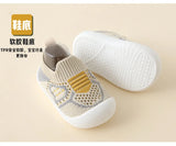 Zapatos de bebé antideslizantes, transpirables, con suela de goma, para cuna de bebé, para niñas y niños, de malla, con suela suave.