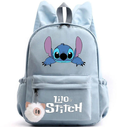 Mochila Disney Lilo Stitch para niñas, niños y adolescentes, informal, escolar, de viaje, con orejas de conejo