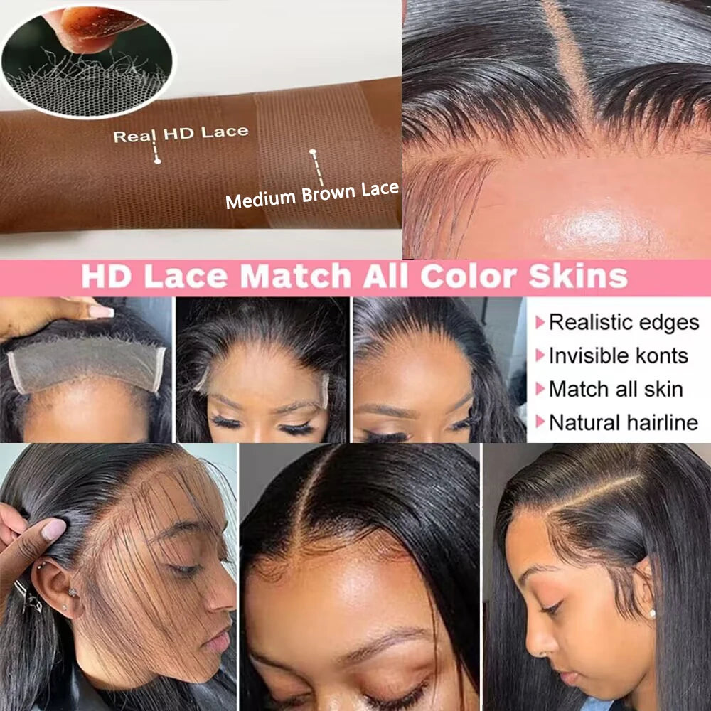 HD Lace Frontal Wig 13x6 13x4 Lace Front Wig Human Hair 30 Inch Bone Straight Transparent Lace Human Hair Wigs 4x4 HD Closure Wig