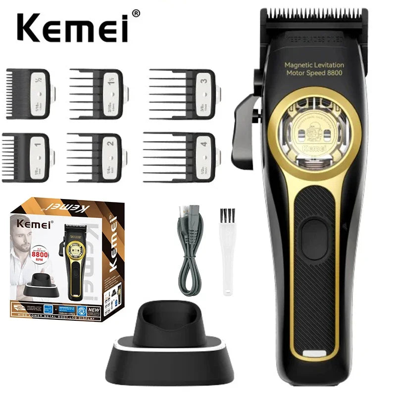 Kemei Hair Clippers KM-2373 Professional Cordless Hair Trimmer Electric Men Hair Cutting Machine Magnetic Motor 8800RPM Clippers