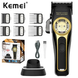 Kemei Hair Clippers KM-2373 Professional Cordless Hair Trimmer Electric Men Hair Cutting Machine Magnetic Motor 8800RPM Clippers