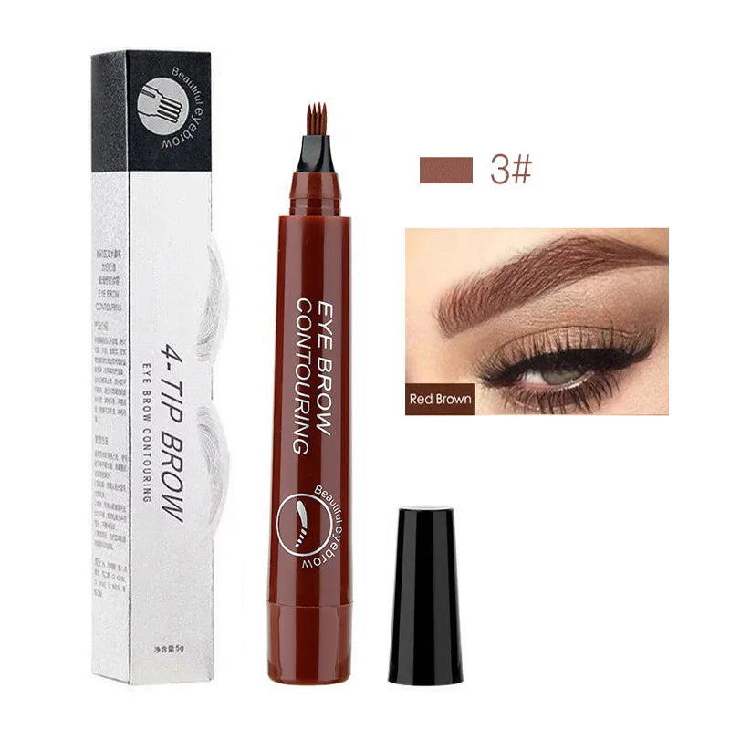 5 Colors Waterproof 4 Fork Tip Eyebrow Tattoo Pencil Long Lasting Brown Liquid Eyebrow Pen Eye Cosmetics Women Beauty Makeup