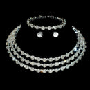 4-piece women's jewelry set with rhinestones, multi-layer collars, earrings, bracelets, wedding party accessories