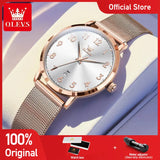 OLEVS 5653 Woman Watches Elegant Original Quartz Watch Waterproof Arabic Numerals Mesh Belt Date Ladies Watch Set Bracelet Watch
