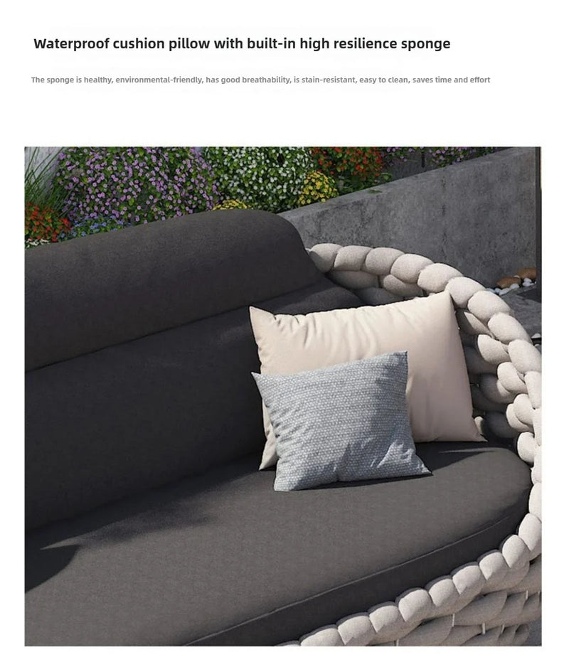 Outdoor Seat Outdoor Rattan Sofa Courtyard Combination Double Chair Leisure Terrace Villa Living Room Balcony Furniture Home