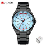 CURREN 8455 Men's Quartz Watch Large Dial Waterproof Stainless Steel Strap Casual Business Elegant Watches for Men Reloj Hombre