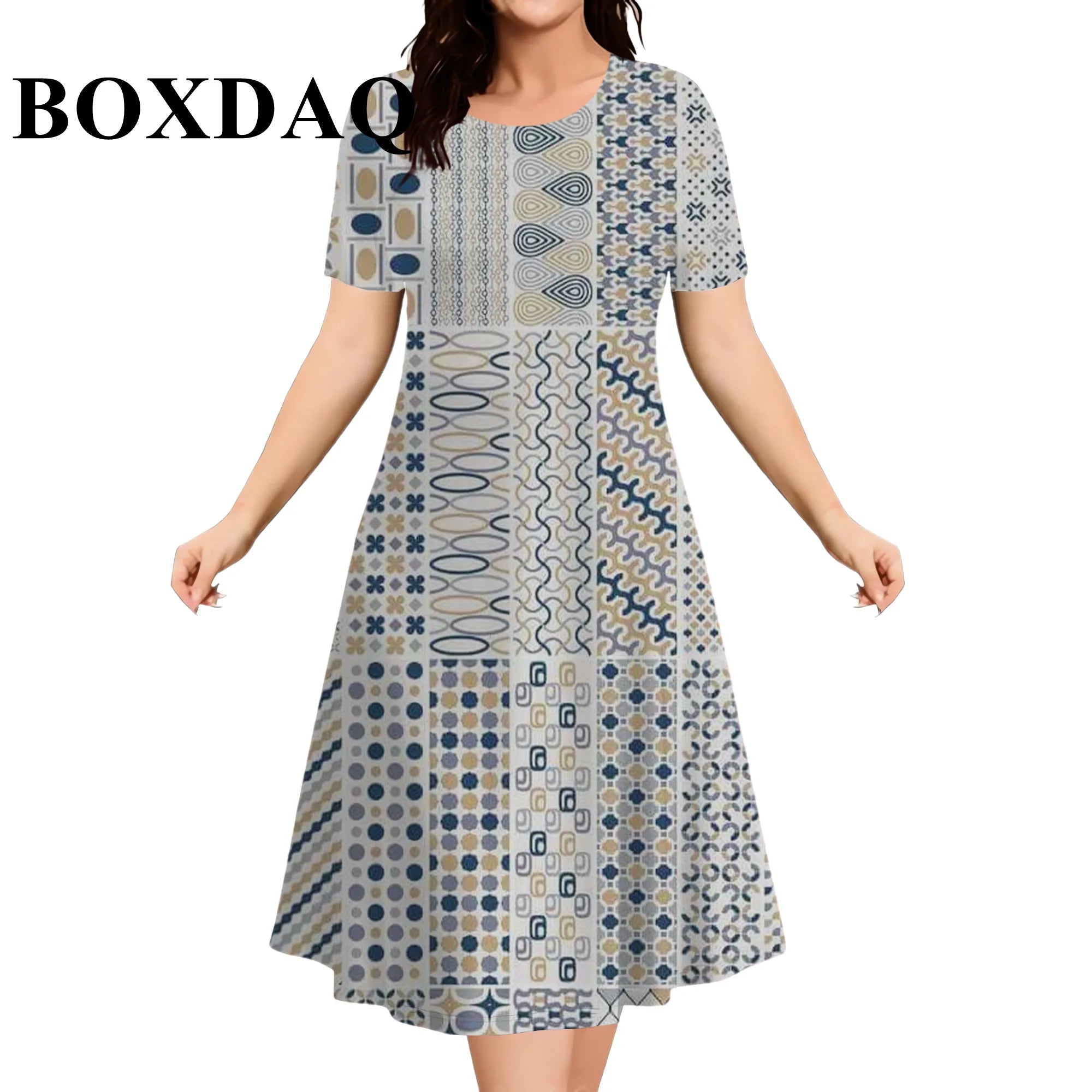9XL Plus Size Short Sleeve Dresses For Women 2026 Fashion Summer Dot 3D Print Round Neck Dress Female Casual Oversized Clothing