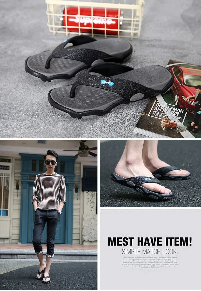 Men's Summer 2025 Trendy Flip-Flops Beachwear Slippers Anti-slip Deodorant Casual Shoes Plastic Slip-On Sandals for Adults