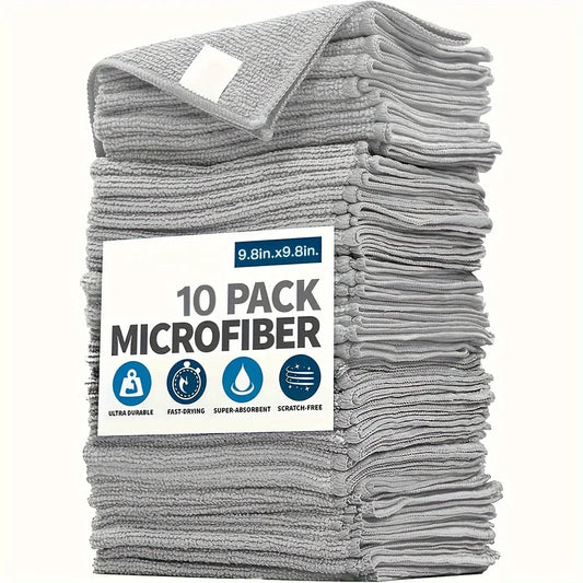 5/10/20pcs Kitchen Towel, Ultra-fine Fiber Light Gray Cleaning Cloth Set, Absorbent, Soft and Stain-removing Cloth