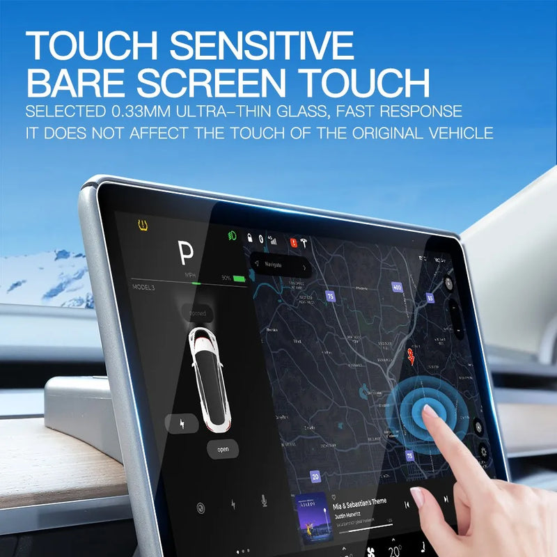 Protector de pantalla de vidrio templado YZ para consola central Tesla Model 3 Y, película HD antirreflejo, accesorios de protección de pantalla