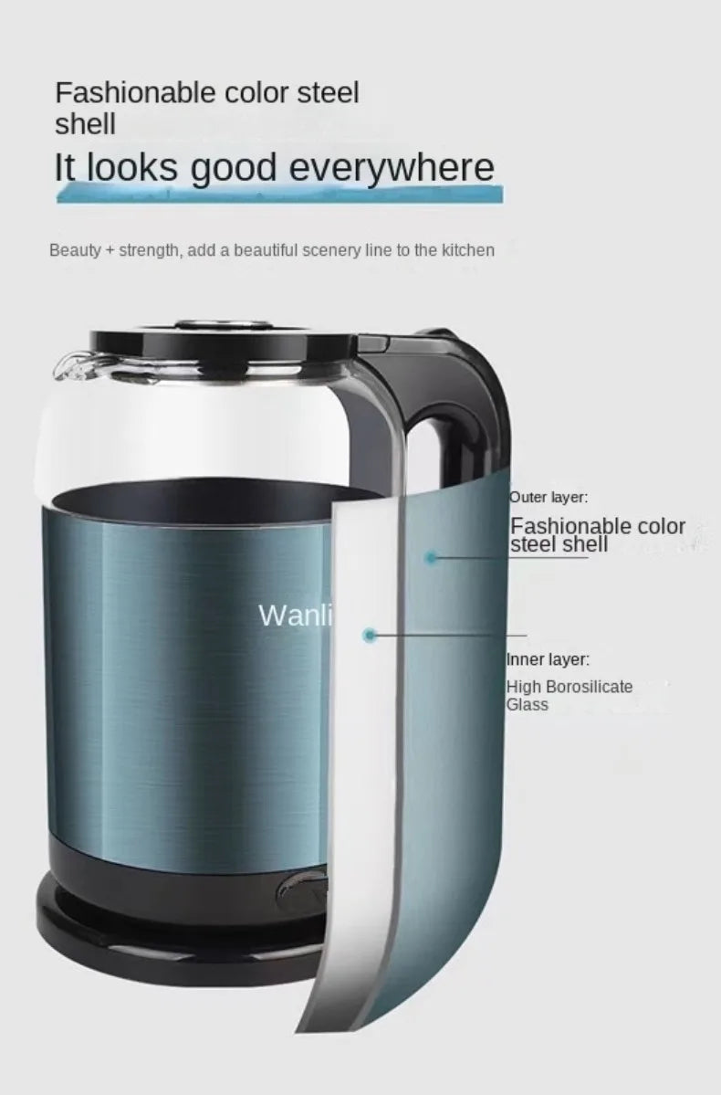 220V 2000ML Glass Electric Kettle Water Fast Boiling Pot Multi Cooker Household Heating Kettle Pot