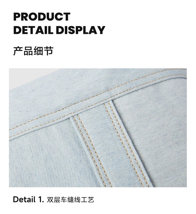 LEE Unisex Utility Canvas Leather Zipper Tote Bag Casual Denim Daily Shopping Handbag Women Men Durable Student School Book Bag