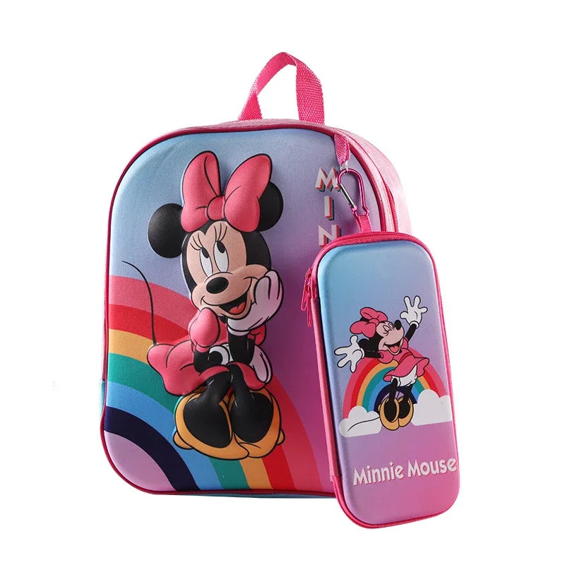 Disney Minnie Boys Girls Backpack Frozen School Bag with Pencil Case Spiderman Kids Kindergarten Preschool School Bags