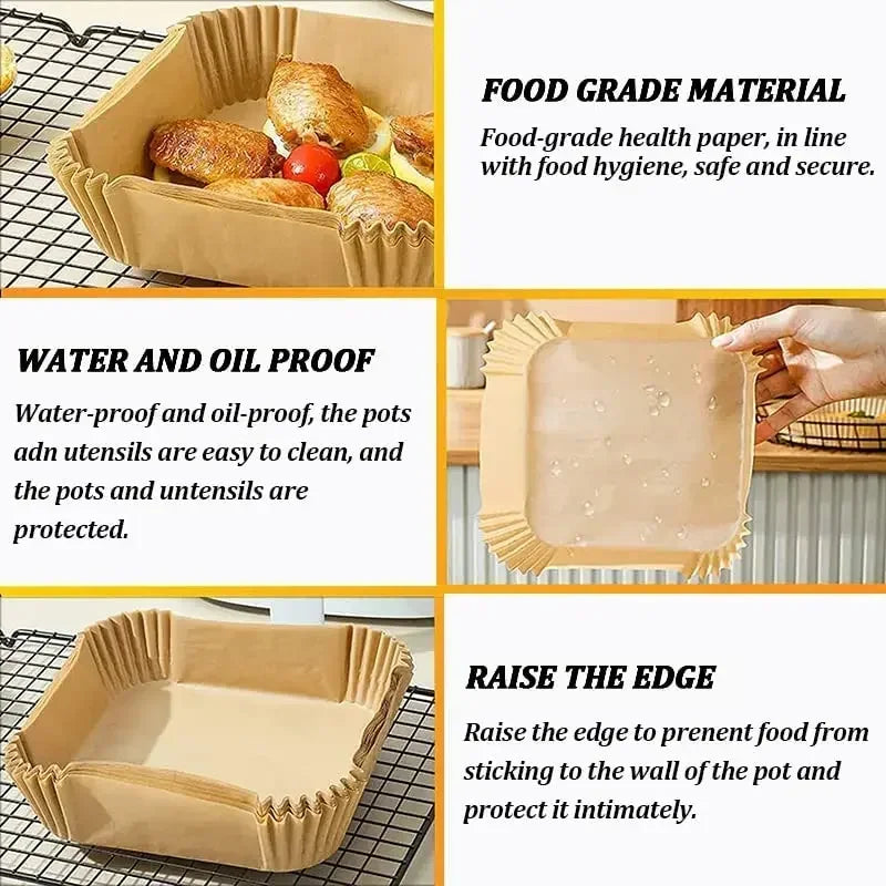 Cooking Paper Square Disposable Air Fryer Paper Air Fryer Paper Liner Oil-proof Water-proof Air Fryer Cooking Trays BakingPapers