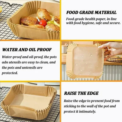 Cooking Paper Square Disposable Air Fryer Paper Air Fryer Paper Liner Oil-proof Water-proof Air Fryer Cooking Trays BakingPapers