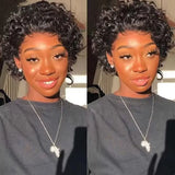 Pixie Cut Wig Short Curly Human Hair Wigs Brazilian Wig Cheap Remy Hair 13X1 Transparent Lace Wigs For Women Sale