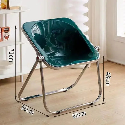 Plastic Dining Chair Acrylic Transparent Folding Office Metal Leg Small Stackable Chairs Green Cadeira Restaurant Furniture