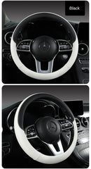 Perforated Nappa Leather Car Steering Wheel Cover Warm in Winter and Cool in Summer, Universal 15 Inch,  Anti-Slip, Odorless