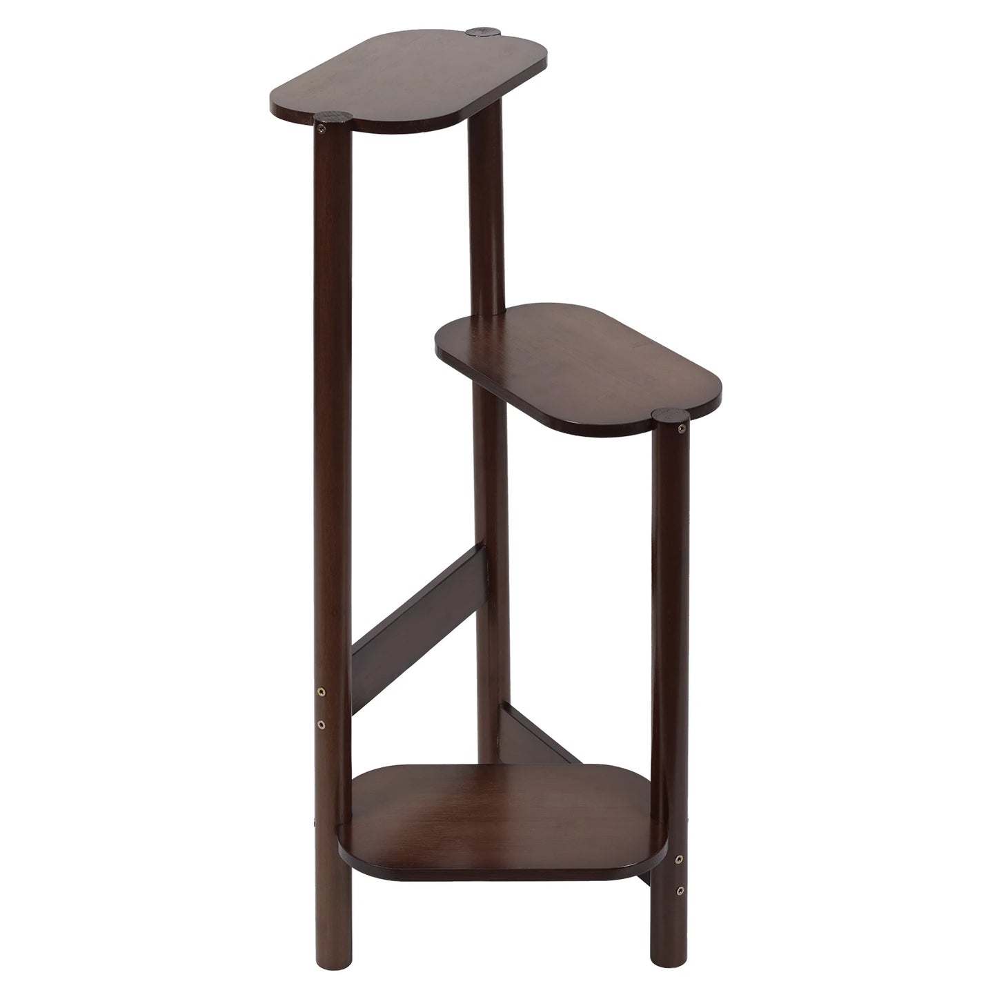 Macetero esquinero alto de bambú de 3 niveles para macetas, soporte de almacenamiento para balcón, jardín y patio.