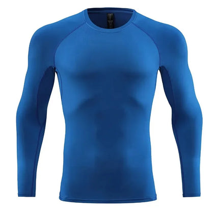 Men Long Sleeve Slim Tops Sports T-shirts Gym Fitness Compression T-shirt Running Shirt Football Outdoor Jogging Tight Quick Dry 