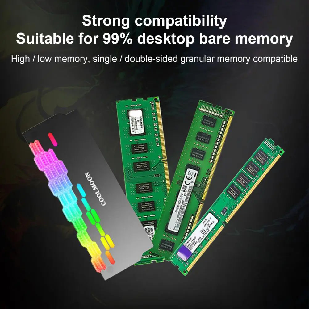 Enfriador de RAM Coolmoon Ra-2, módulo de memoria ARGB de 5 V de alta eficiencia, disipador de calor con efecto de luz, enfriador de memoria para computadora de escritorio