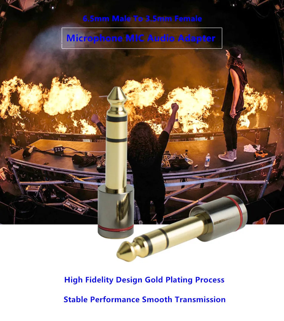 6.5 Connector Plug 6.35mm Male To 3.5mm Female Audio Adapter Gold Plated Hifi Headphones Jack Stereo Microphone Earphone DIY 3.5