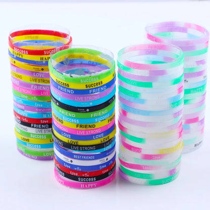 Lote de 20/30/50/100 pulseras de silicona luminosas multicolores para hombre y mujer, estilo mixto, regalo de joyería