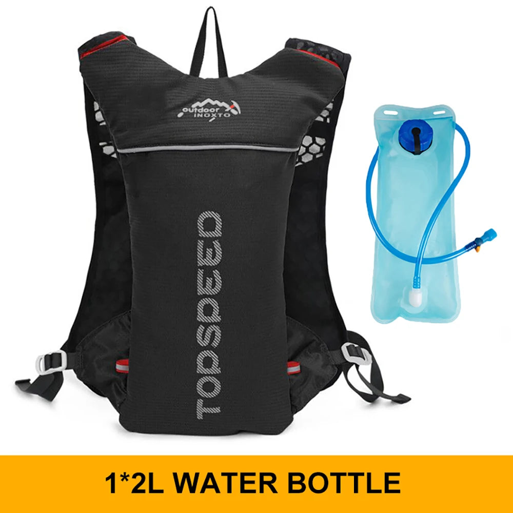Mochila ultraligera de 5 l para correr en senderos al aire libre, chaleco de hidratación para correr, bolsa transpirable para ciclismo de maratón, botella de agua de 500 ml.