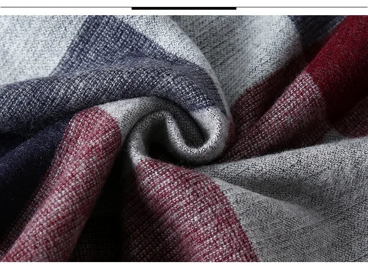 Designer Brand Plaid Men's Cashmere Scarf Winter Warm Scarves Shawls Casual Business Long Wraps Pashmina Christmas Gift for Man