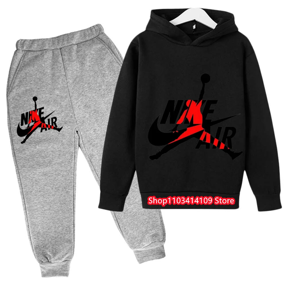 Spring Sports Training Set Brand Hooded Sweatshirt+Pants Suit Children's Set 2-12 Years Kids Clothes Boys and Girls Tracksuit