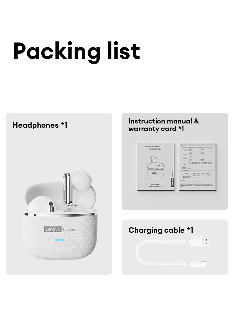 Original Lenovo LE230 New Bluetooth Earphones Wireless Headset TWS Touch Control Earbuds Hifi Headphone Waterproof Mic Earbuds