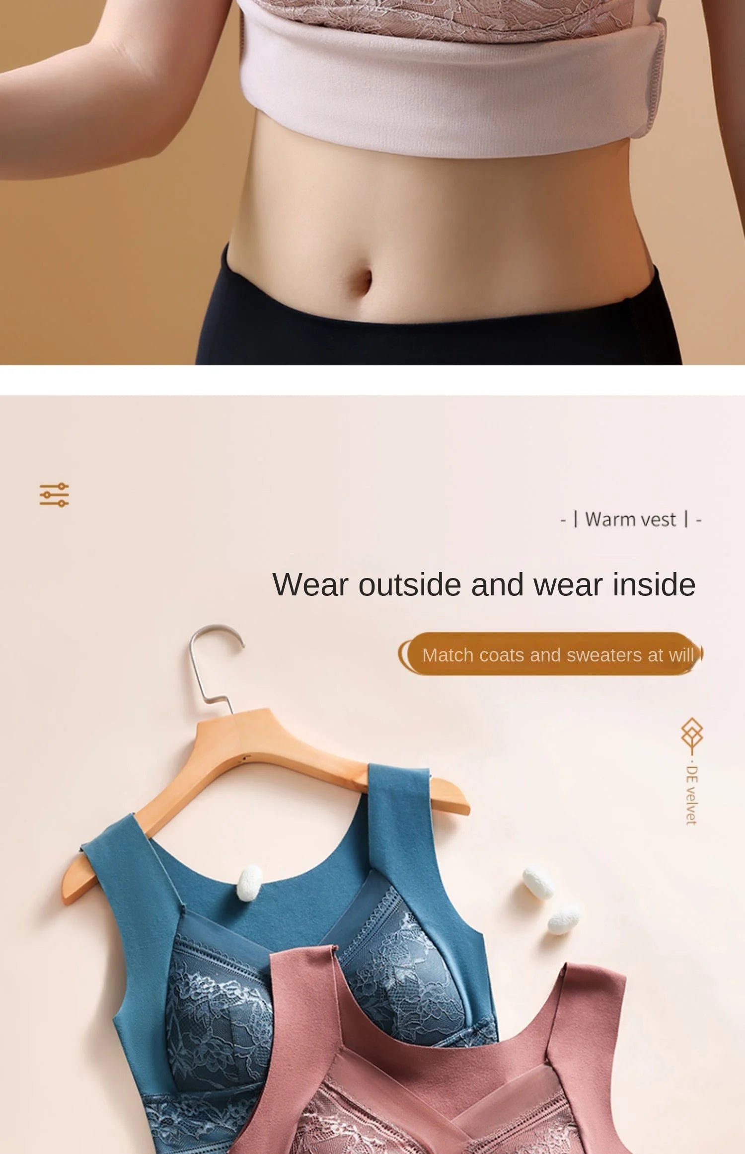 Women Winter Velvet Padded Vest Thermal Underwear Camisole Warm Sling Vest Tops 2-in-1 Built-in Bra Undershirt Intimate