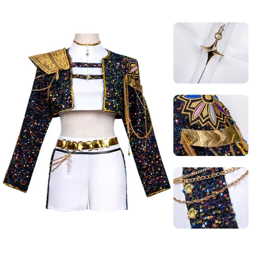 Kids Girls Rummi Devil Hunters Zoeyy Miraa Cosplay Costume for Children Idol Roleplay Outfits Halloween Carnival Suit