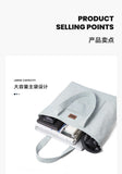 LEE Unisex Utility Canvas Leather Zipper Tote Bag Casual Denim Daily Shopping Handbag Women Men Durable Student School Book Bag